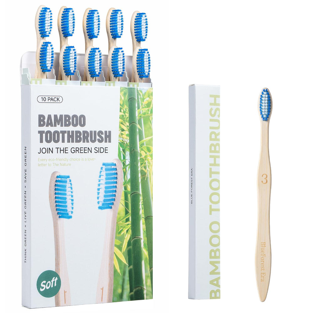 BlueForest Era Bamboo Toothbrushes – natural bamboo handle close-up