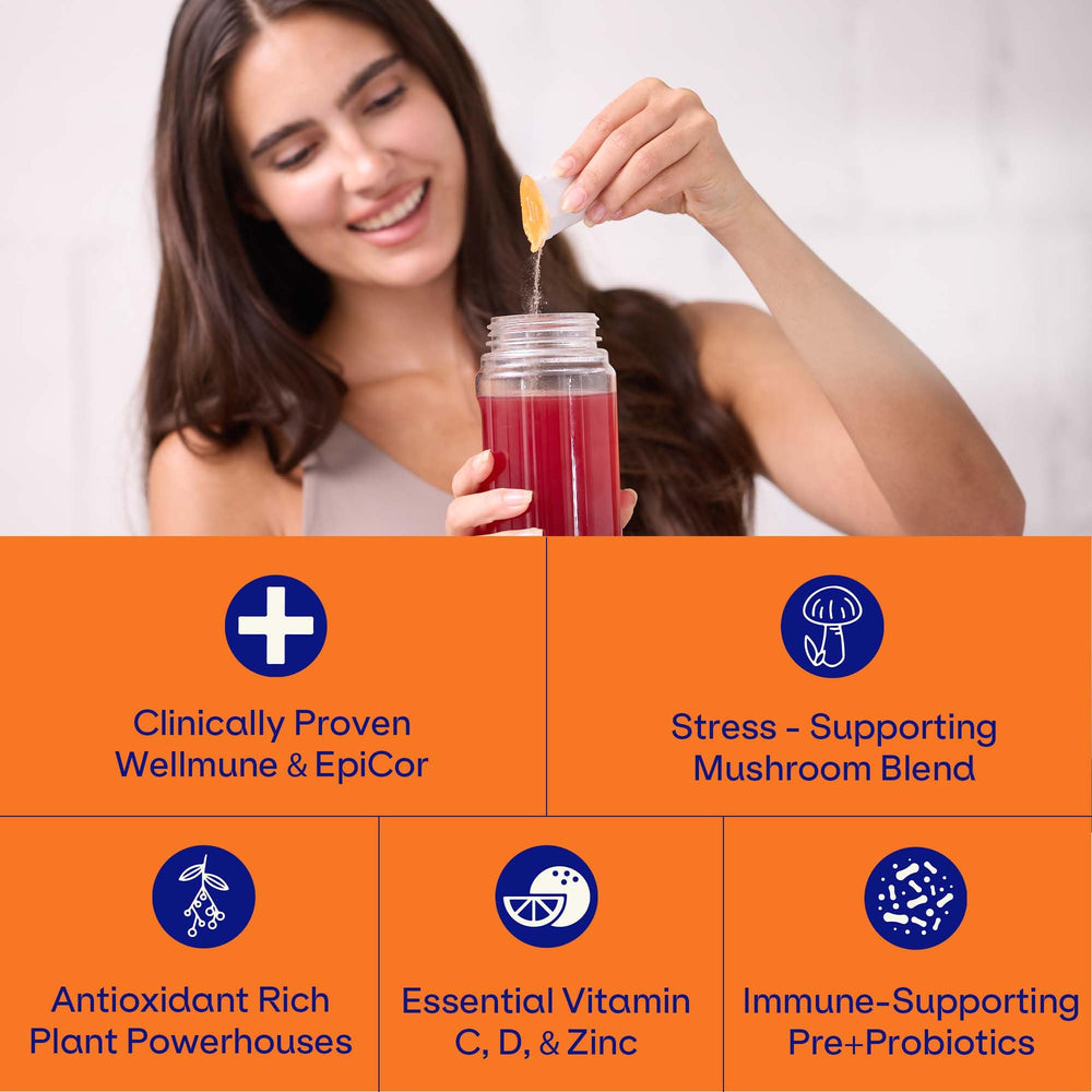 Close-up of Blueshift Immune Ultra sachets