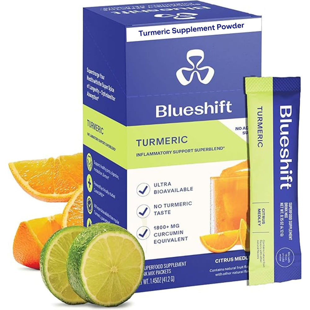 Hero image of Blueshift Turmeric Citrus Medley with citrus drink packets