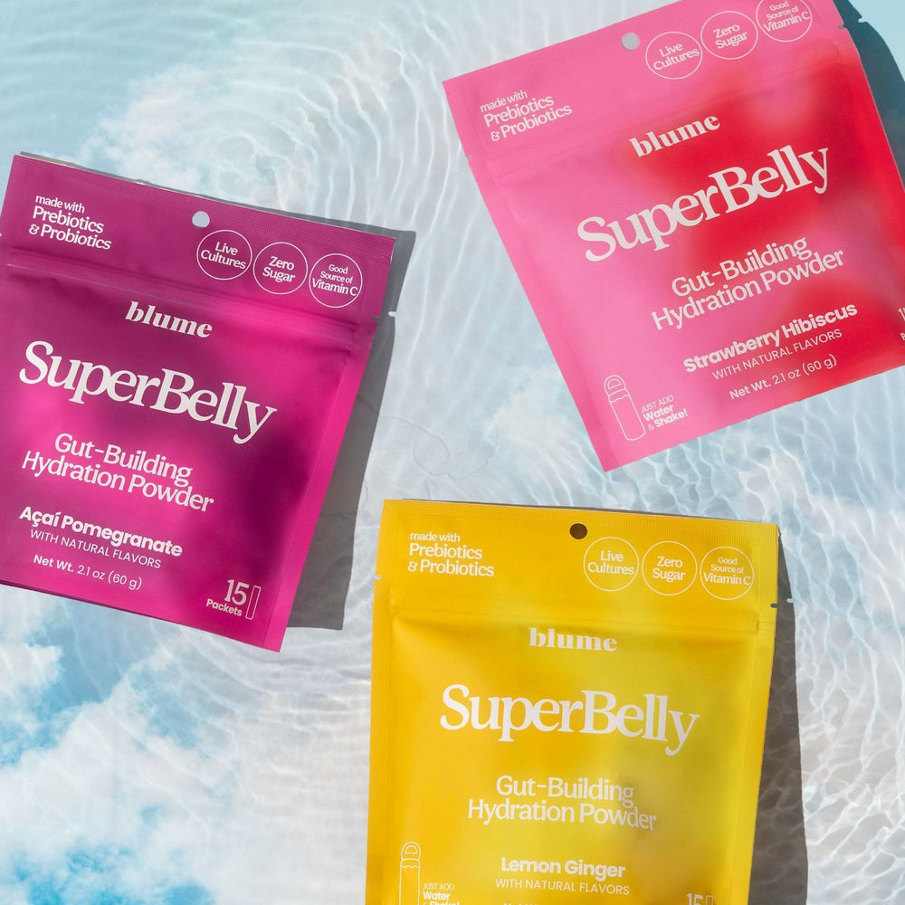 Blume SuperBelly Variety Pack packaging showing 45 sticks