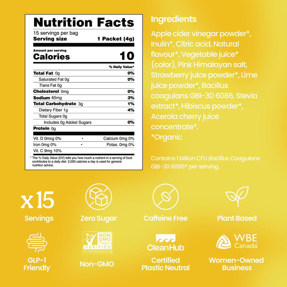 Blume SuperBelly Strawberry Hibiscus sticks with tart pink lemonade notes.