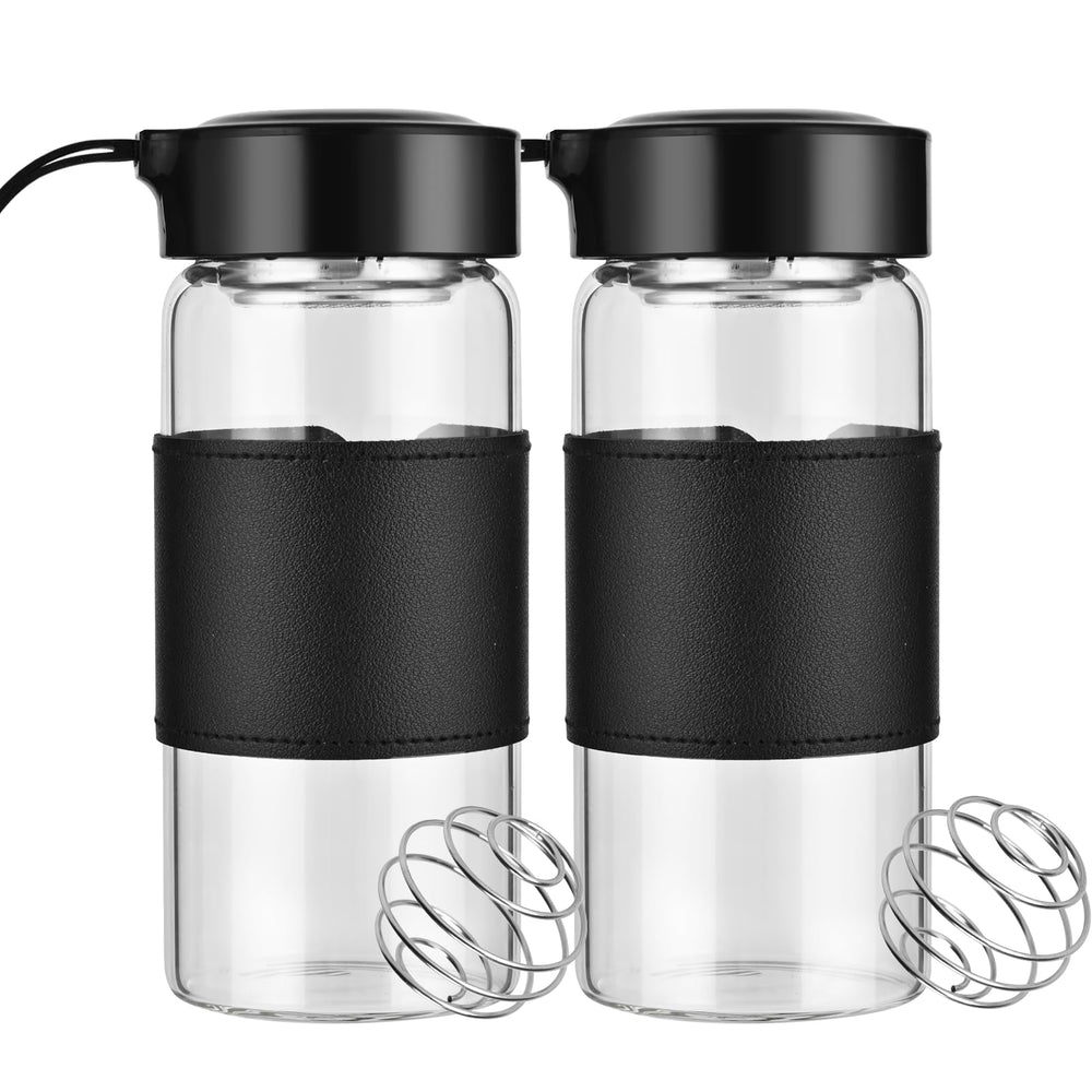 BNCWCQZ glass shaker bottle two-pack with spill proof cap for mess free shakes