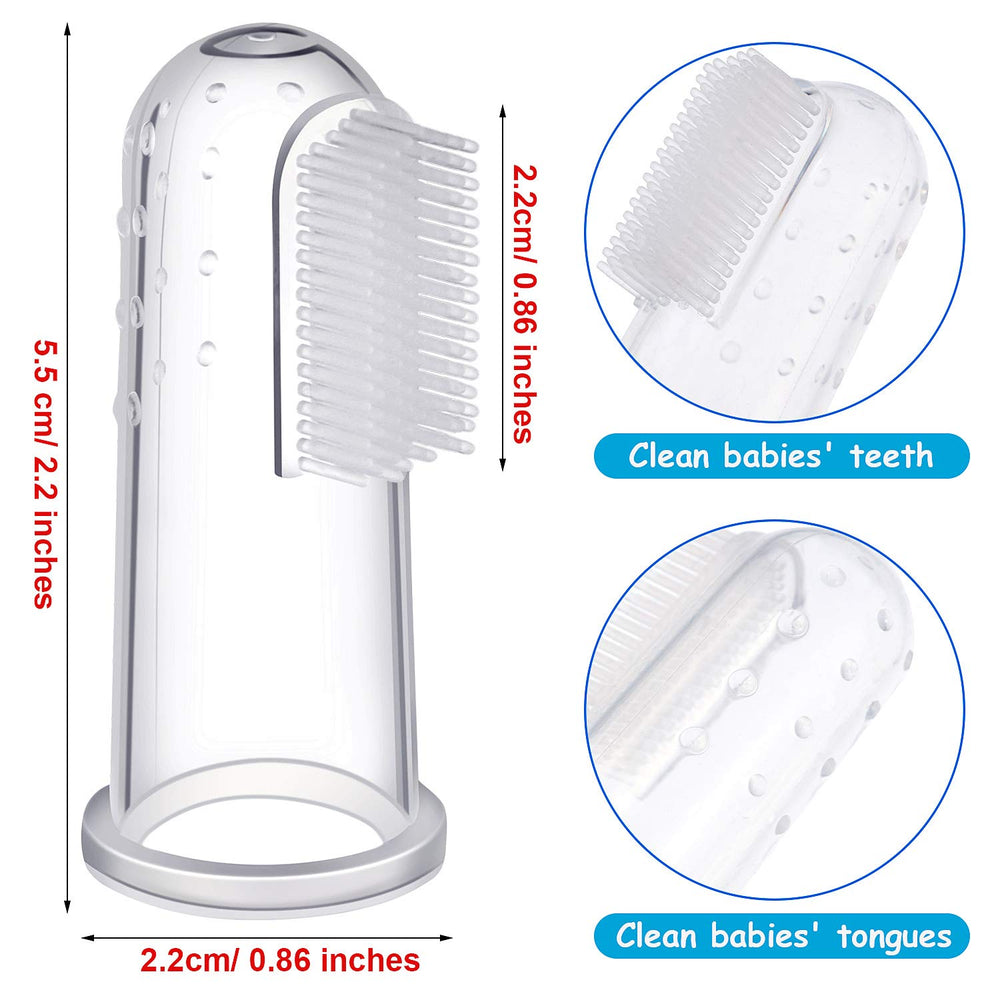 Close-up of Boao baby finger toothbrush in blue