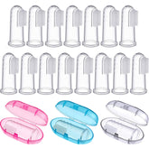 Boao 36-piece baby finger toothbrush set with storage case in blue pink and clear