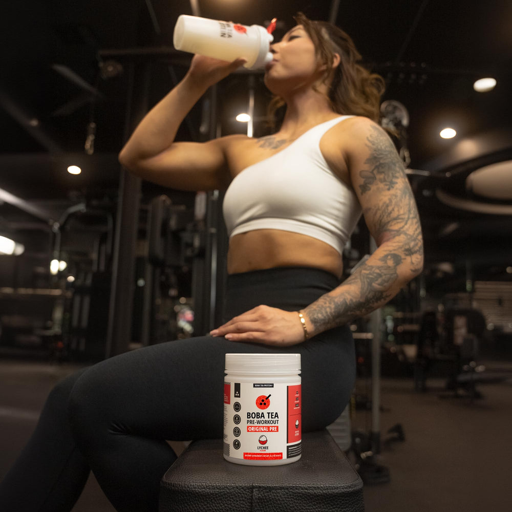 Boba Tea Protein third-party testing label indicating safety and quality.