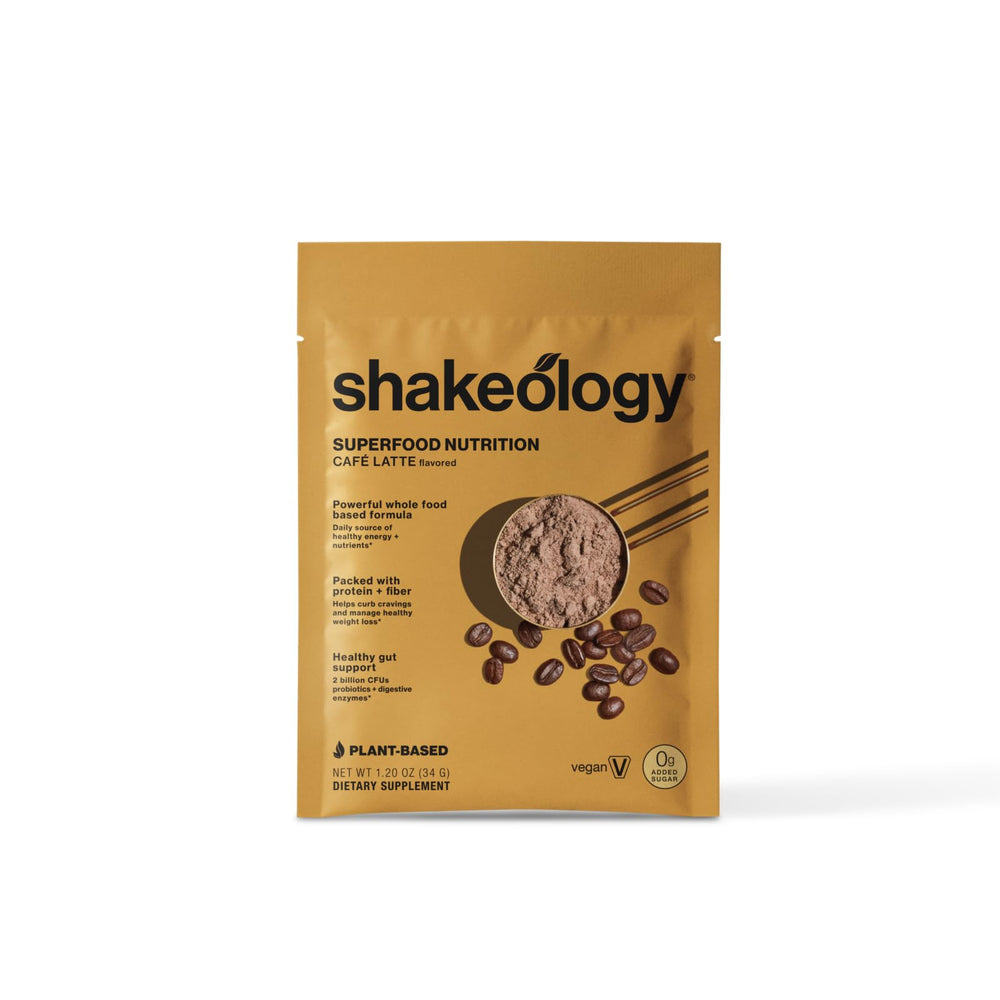 BODi Shakeology Cafe Latte label closeup with nutrition highlights