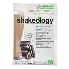 BODi Shakeology superfoods label emphasizes probiotics and digestive enzymes for gut wellness.