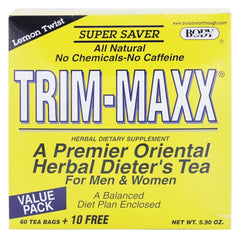 Front view of Body Brkthrough Trim-Maxx Lemon Twist tea box