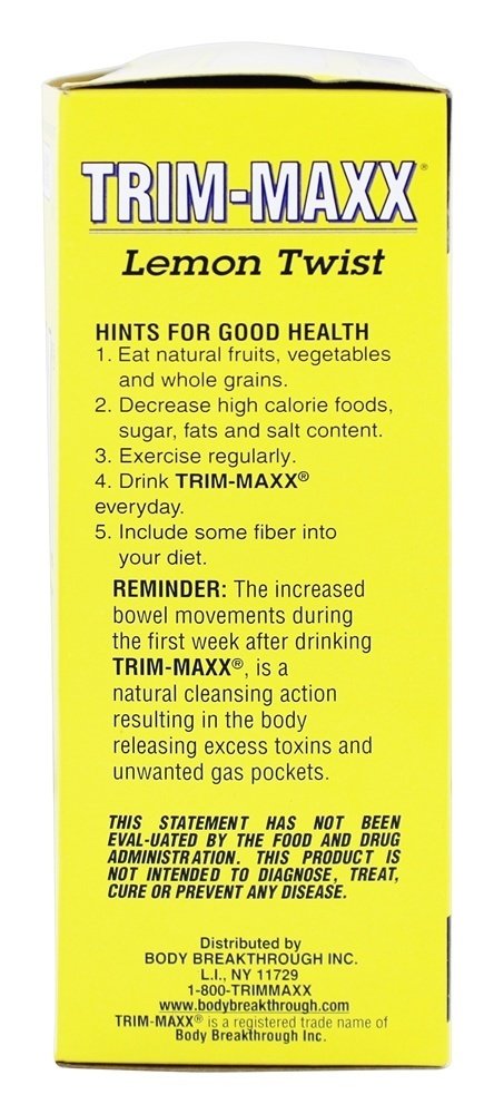 Body Brkthrough Trim-Maxx Lemon Twist packaging closeup highlighting clean ingredients.