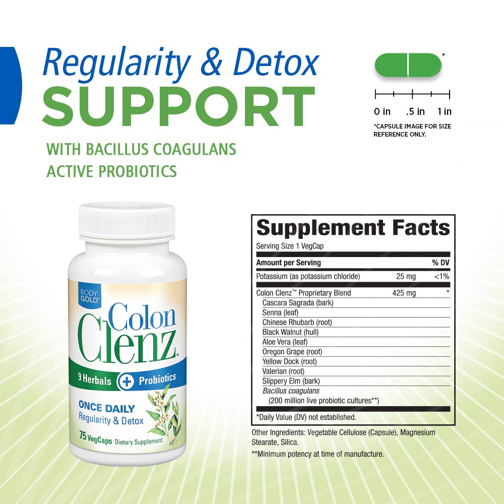 One daily capsule serving image for Body Gold Colon Clenz