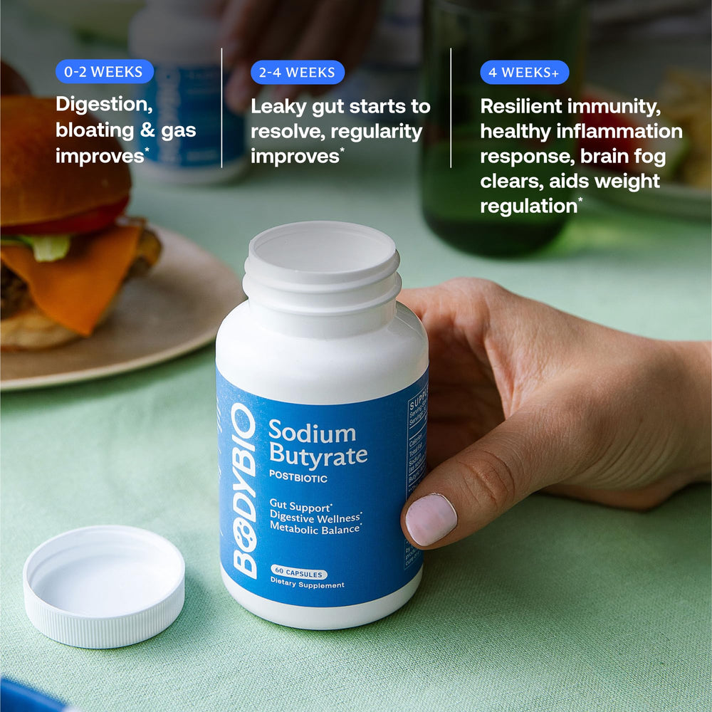 Benefits of BodyBio Butyrate for digestion and gut health