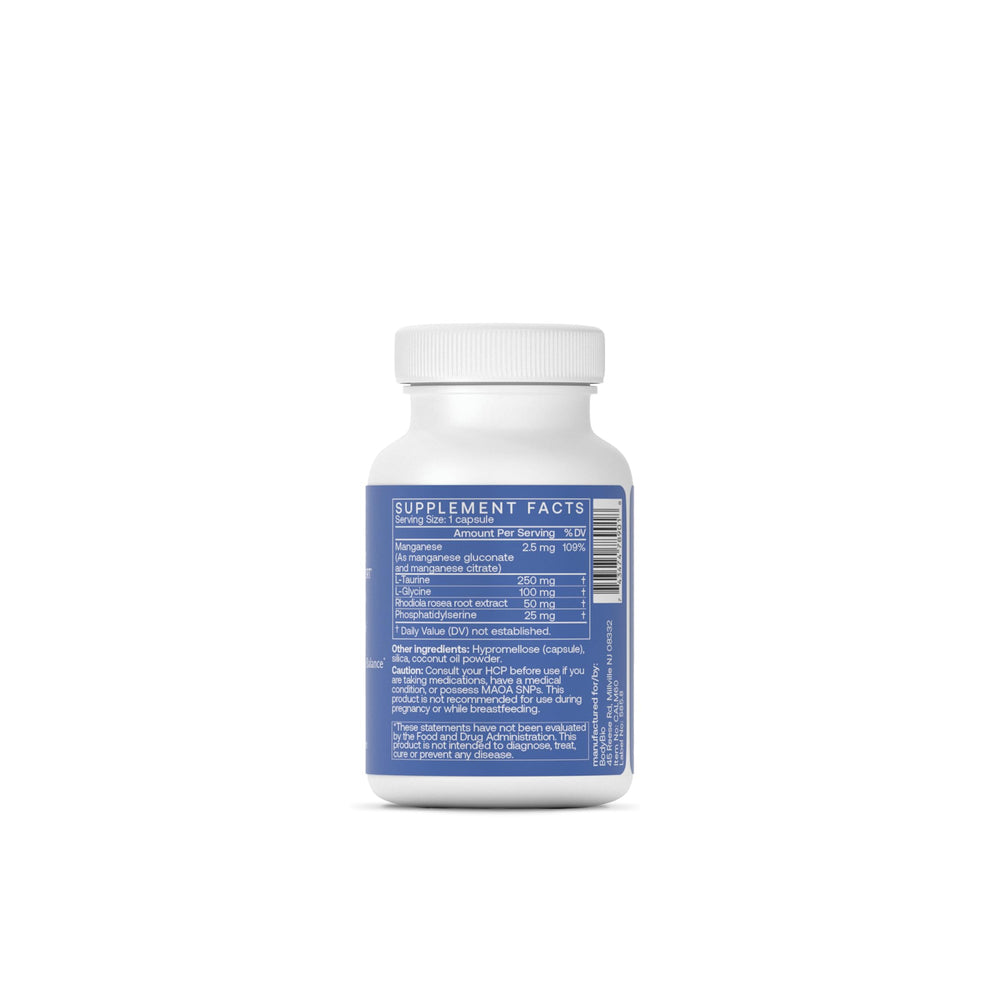 Back label of BodyBio Calm bottle
