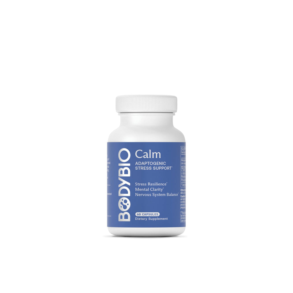 Front view of BodyBio Calm bottle