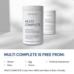 Close-up of BodyHealth Multi Complete label