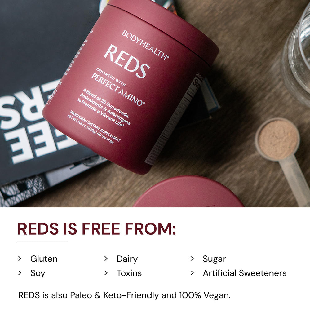 Close-up of BodyHealth Reds with PerfectAmino ingredients