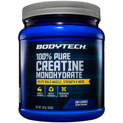 Serving scoop beside BODYTECH Creatine Monohydrate Powder