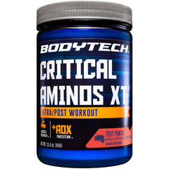 BODYTECH Critical Aminos XT bottle ready for intra-workout hydration and endurance support