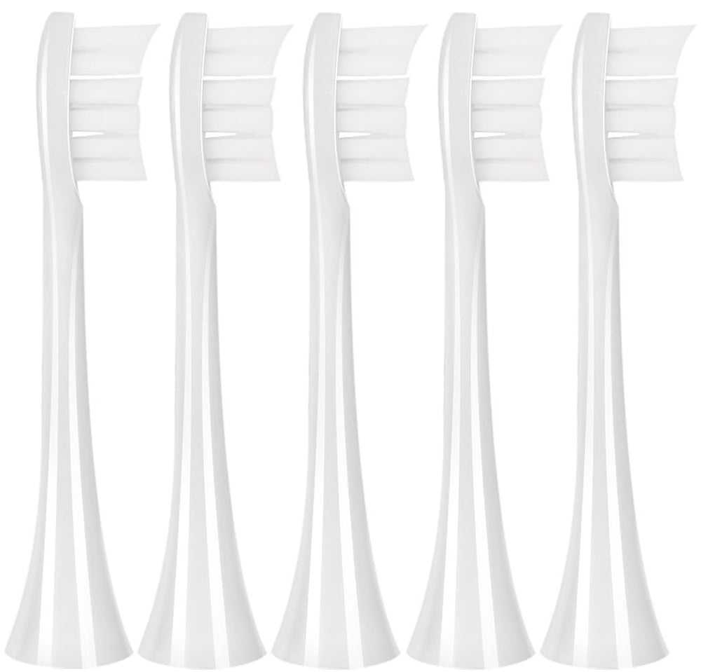 Five-pack white Boka 3.0 replacement toothbrush heads with dust cover