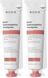 Boka fluoride-free toothpaste tube labeled nano-hydroxyapatite