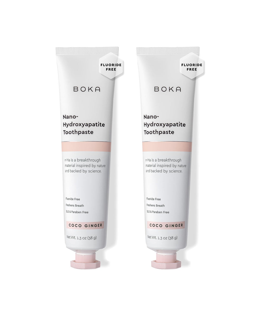 Boka fluoride-free toothpaste with nano-hydroxyapatite in Coco Ginger flavor, 2-pack, 1.3 oz each