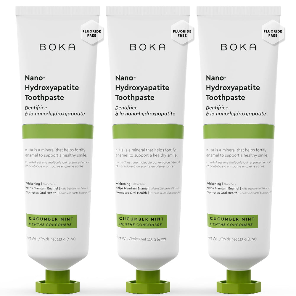 Boka fluoride-free toothpaste with nano-hydroxyapatite, cucumber mint flavor, 4 oz, 3-pack