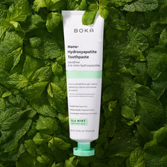 Toothpaste showing fluoride-free formula for sensitive teeth