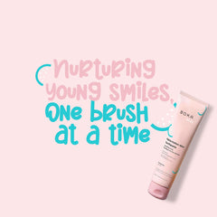 Kid brushing with Watermelon Mint toothpaste