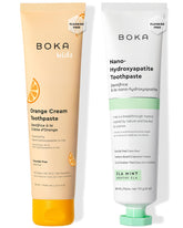 Front view of Boka Nano Hydroxyapatite toothpaste Ela Mint Orange Cream 4 oz 2-pack