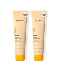 Front view of Boka Orange Cream toothpaste 2-pack