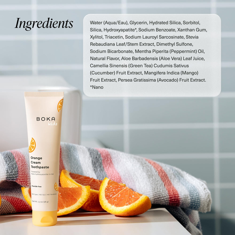 Box packaging for Boka Orange Cream toothpaste 2-pack