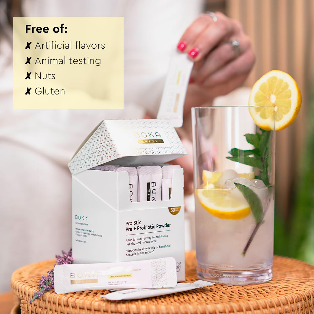 Open stick pouring powder into mouth for on-the-go care