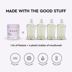 Travel-friendly packaging for Boka mouthwash tablets