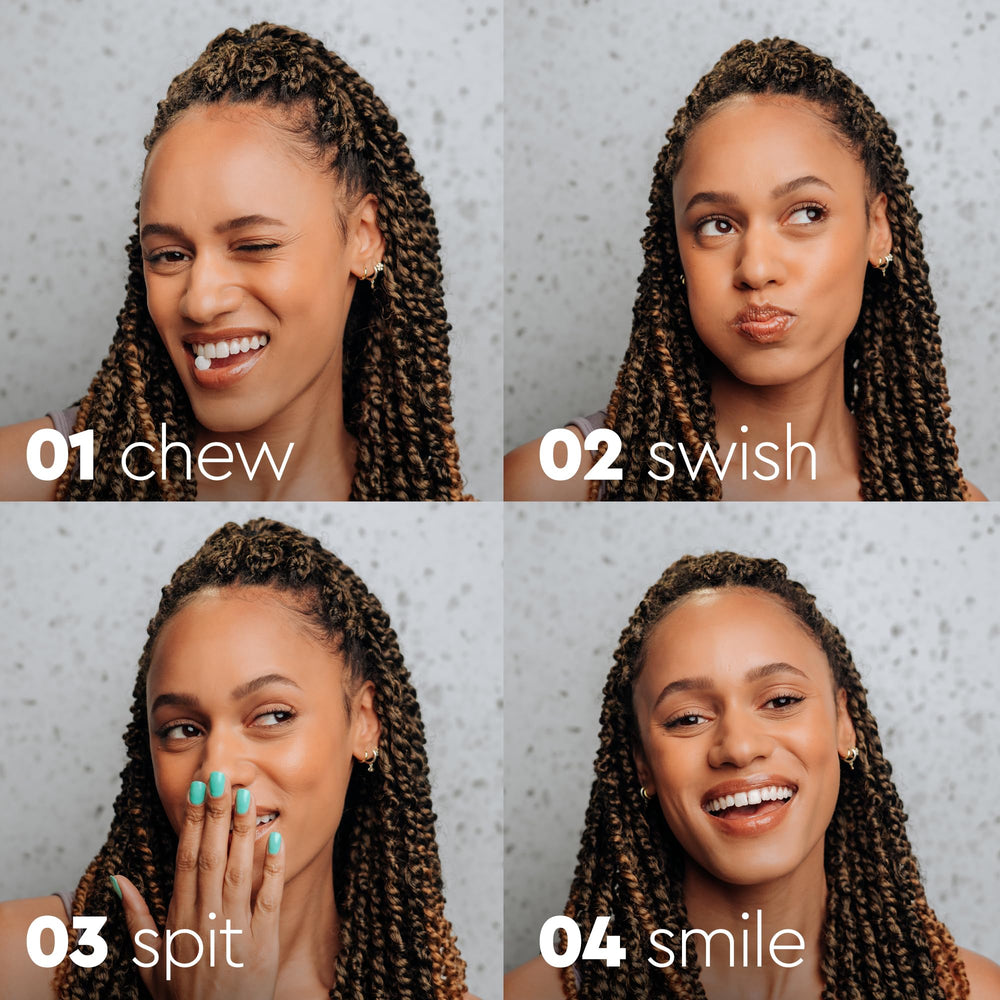Easy usage: chew, swish, spit, smile with Boka tablets