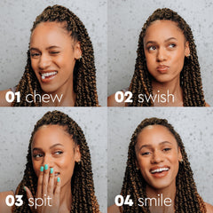 Easy usage: chew, swish, spit, smile with Boka tablets