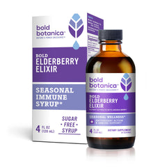 Bottle of Bold Botanica Elderberry Elixir 4 oz with 65x concentrate