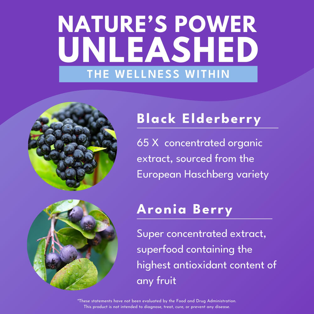 Nutrition facts and ingredients panel of Bold Botanica Elderberry Plus