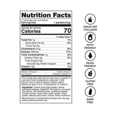 Six single-serve bone broth packets spread out