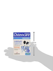 Illustration of bone density with Osteocare supplement branding