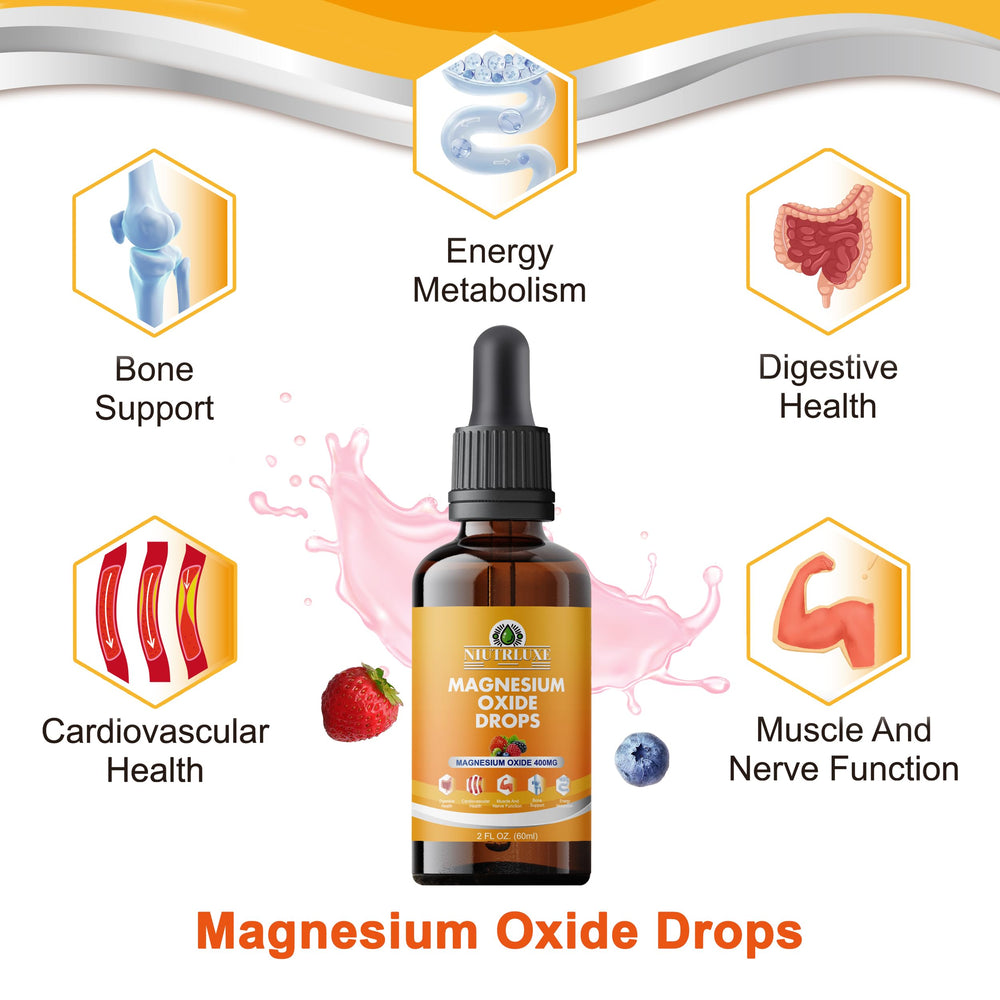Illustration of bone health benefits from magnesium oxide drops