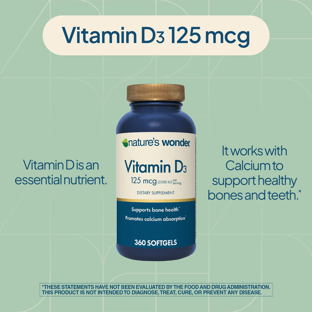 Vitamin D3 supporting bone health with 5000IU dosage