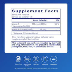 Pure Encapsulations Vitamin D3 & K2 – bone health emphasis