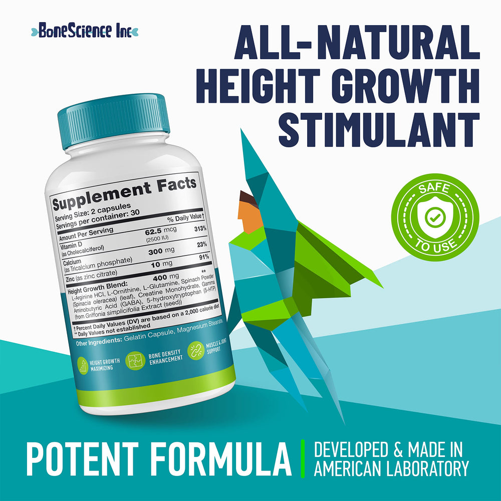 Close-up of height growth pills capsules