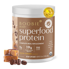 Boobie Body Coffee Caramel protein shake canister front view
