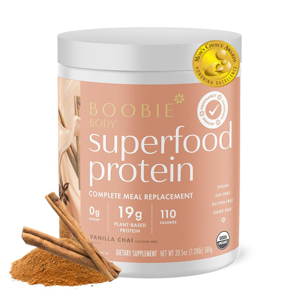Boobie Body Vanilla Chai protein shake tub front