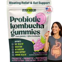 BoochBod packaging featuring Probiotic Kombucha Gummies