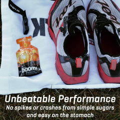 Athlete consuming energy gel mid-workout
