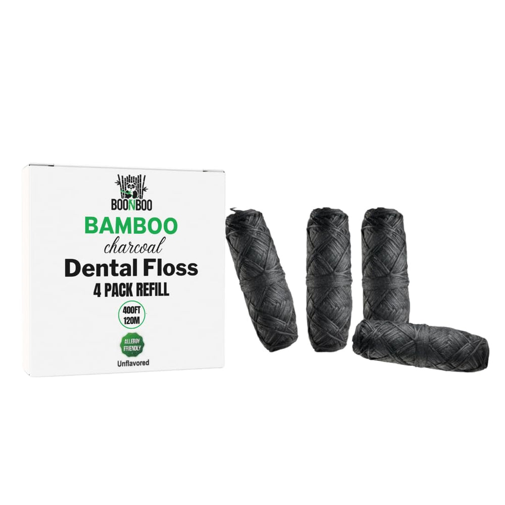 BOONBOO Charcoal Woven Dental Floss Refill – 4 pieces in packaging