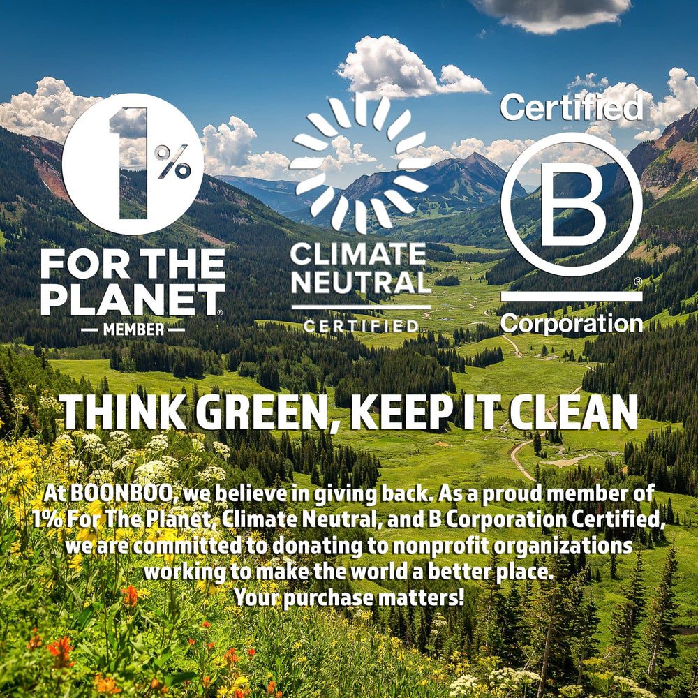 BOONBOO brand badges: B Corp and Climate Neutral Certified