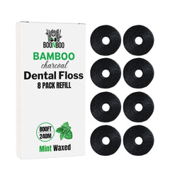 BOONBOO Dental Floss Refill Rolls Charcoal Woven Thread Mint 8 Pack – hero
