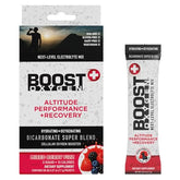 Boost Oxygen next-level hydration packet box-front: portable hydration for on-the-go wellness.